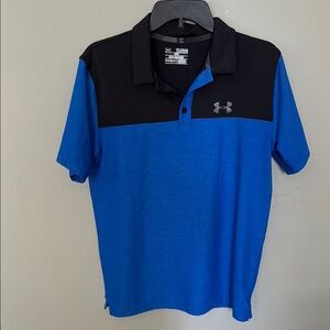 Under Armour Performance Polo Blue Black Moisture-Wicking